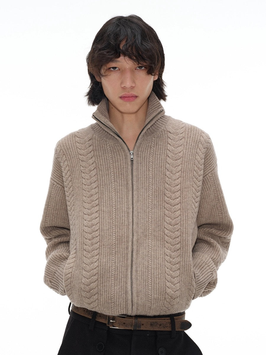 Grain Ear Zip-UP Knit Sweater