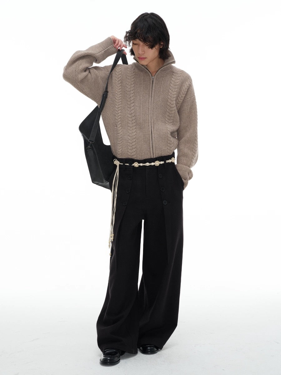 Grain Ear Zip-UP Knit Sweater