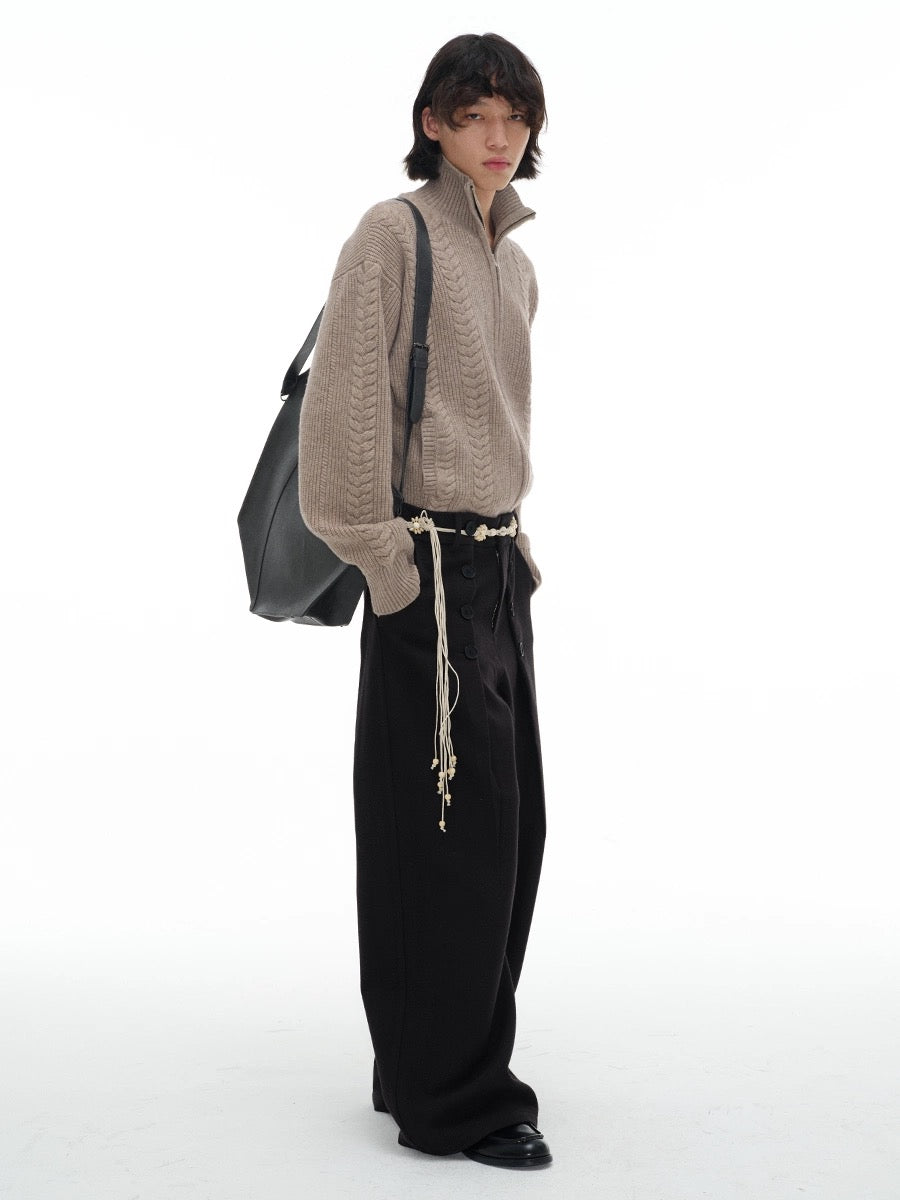 Grain Ear Zip-UP Knit Sweater