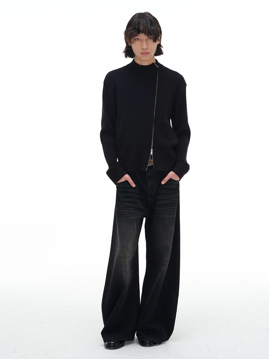 Slit Double Zip-UP Knit