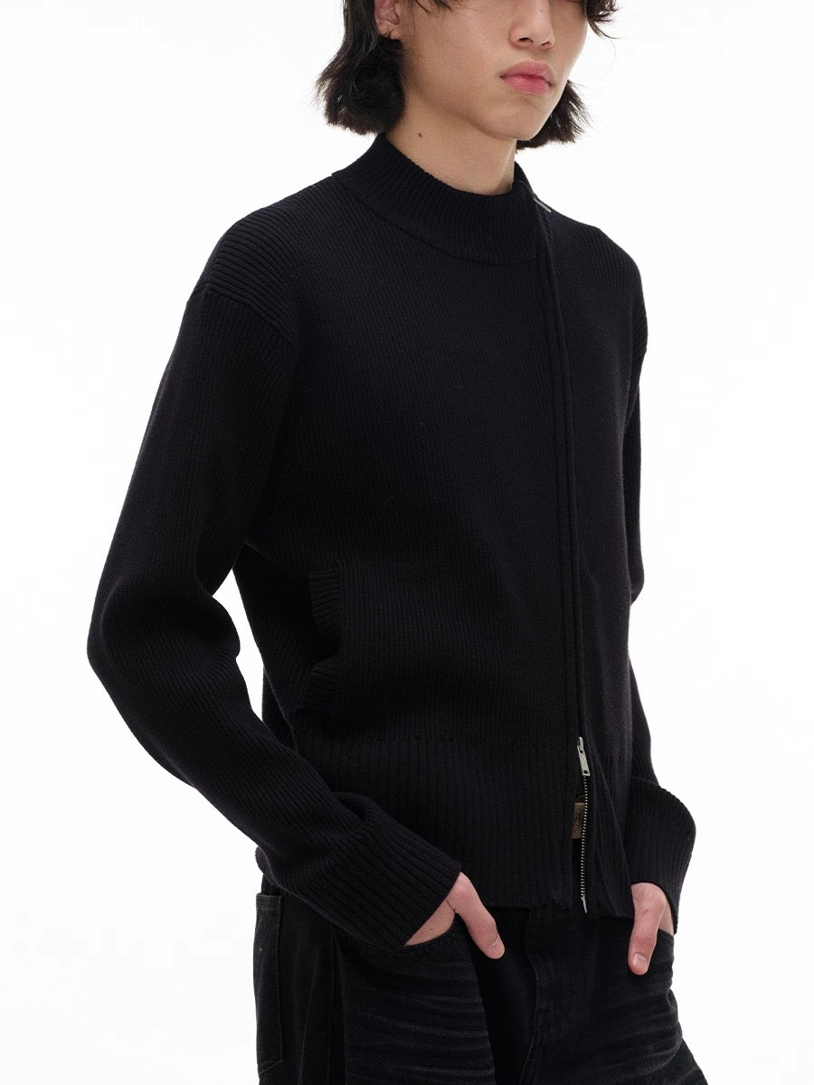 Slit Double Zip-UP Knit